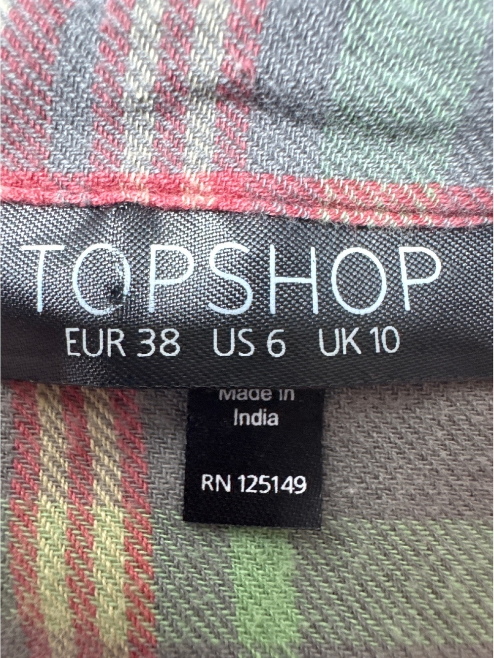 Topshop Classic Plaid Button-Up Shirt Size US 6 - Cottony Fl - Picture 2 of 6
